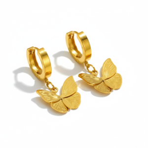 Golden Butterfly Hoop Earrings