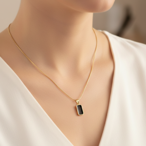 Black Square Gold Necklace